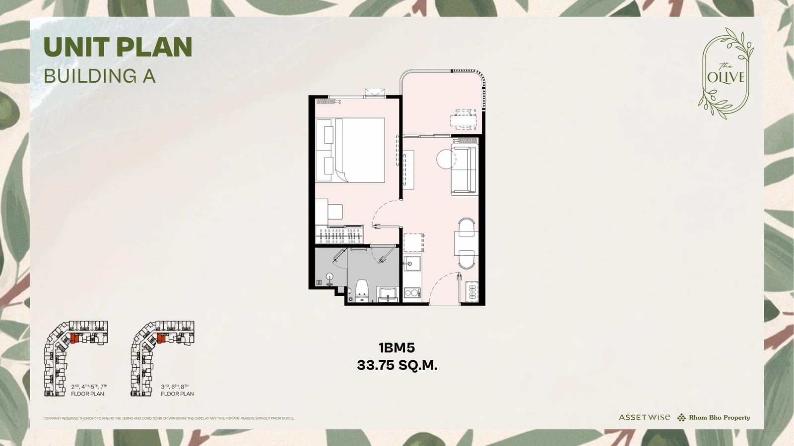 Layout of units B723 (1 Bedroom M) — The Title Olive