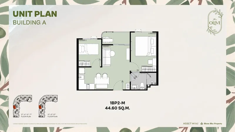 Exact layout of units A607 (type 1BP2-M) — The Title Olive