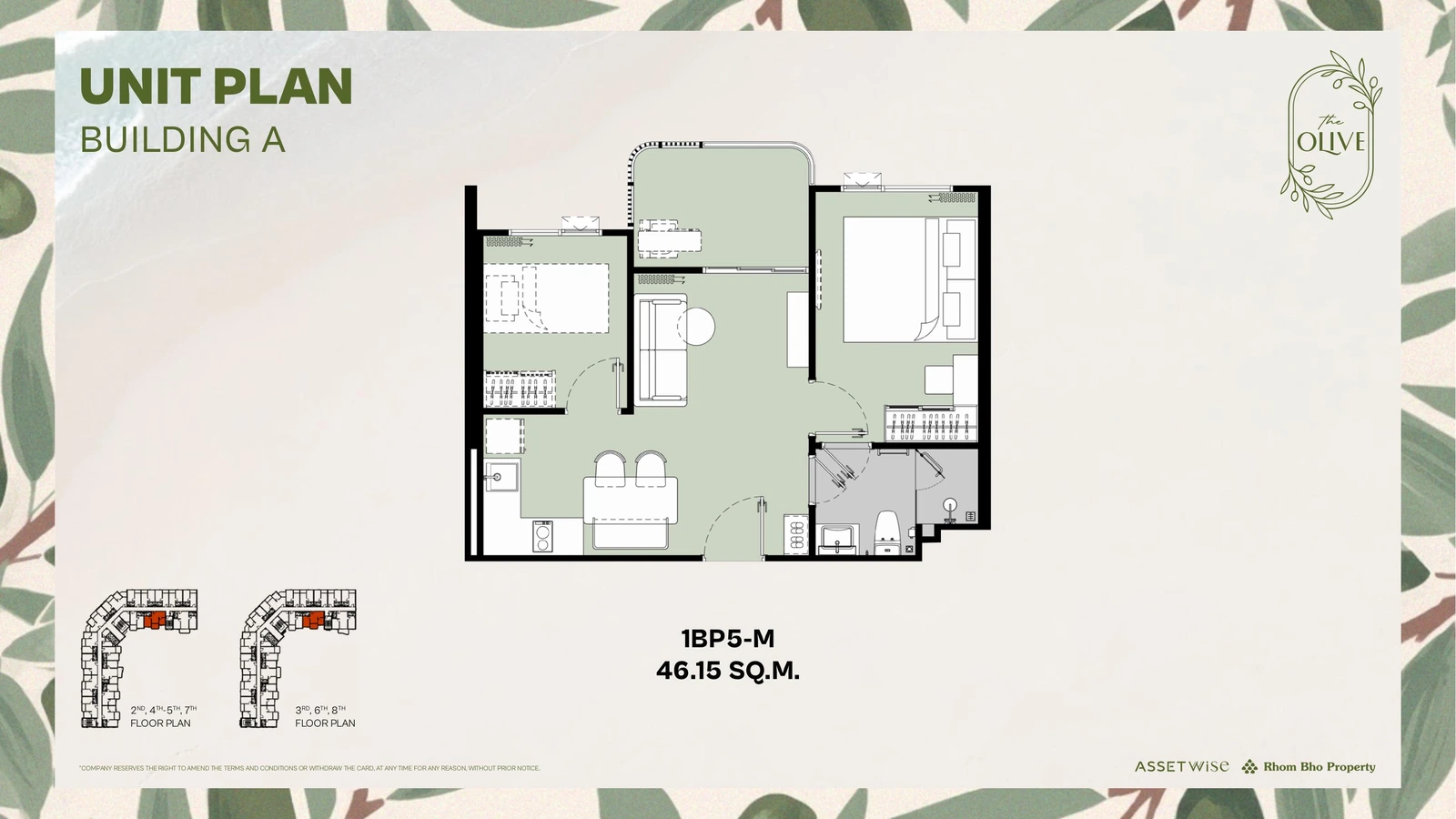 Layout of units A717 (1 Bedroom Plus) — The Title Olive