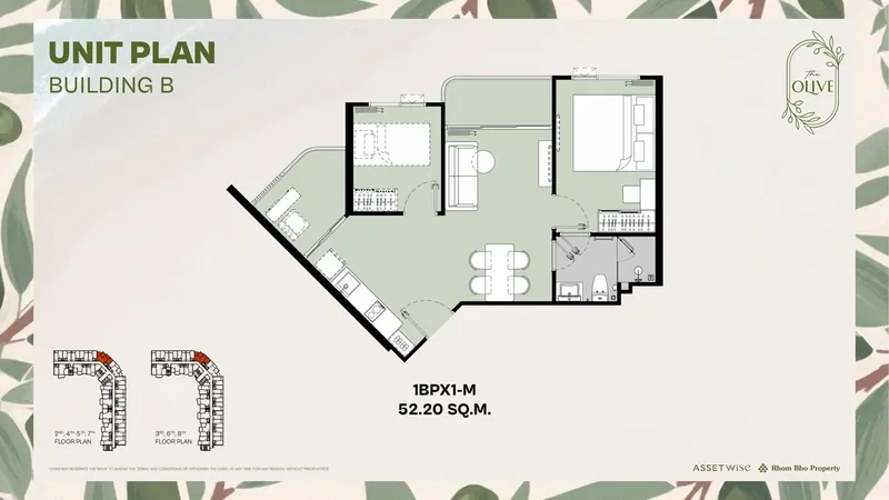 Exact layout of units B409 (type 1BPX1-M) — The Title Olive