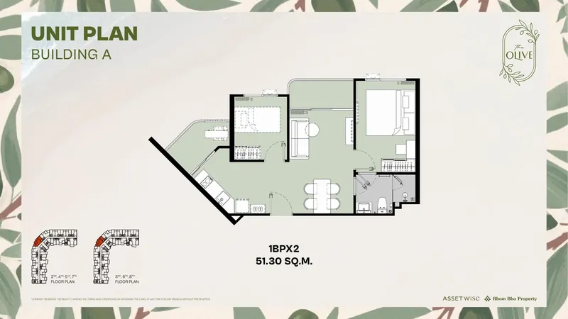 Exact layout of units A409 (type 1BPX2) — The Title Olive