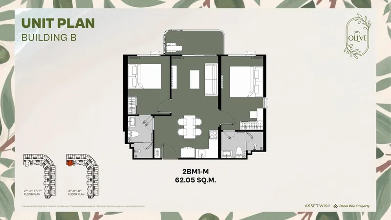Exact layout of units B303 (type 2BM1-M) — The Title Olive