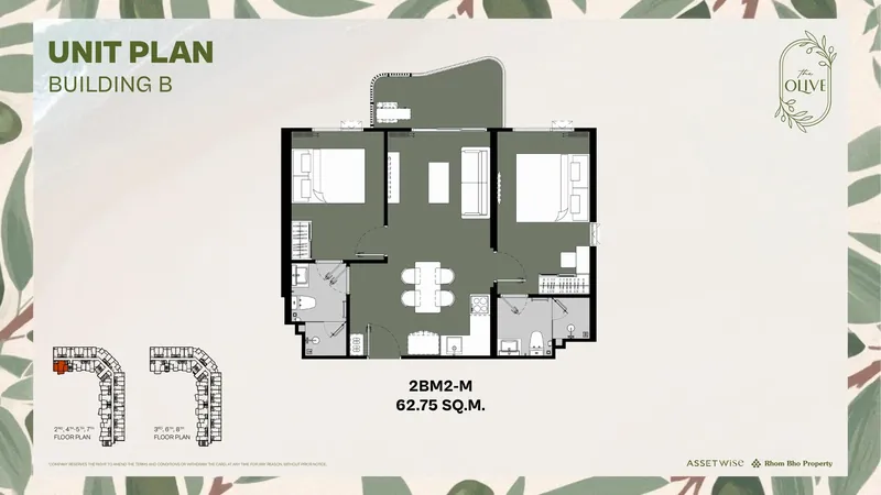 Exact layout of units B403 (type 2BM2-M) — The Title Olive