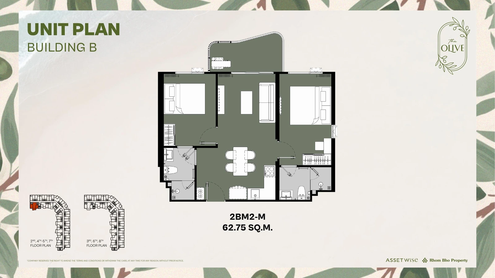 Layout of units B503 (2 Bedroom M) — The Title Olive