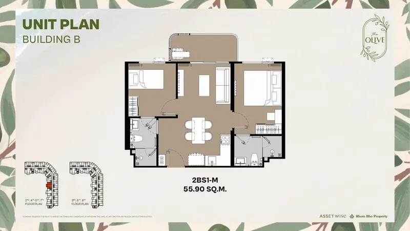 Exact layout of units B522 (type 2BS1-M) — The Title Olive
