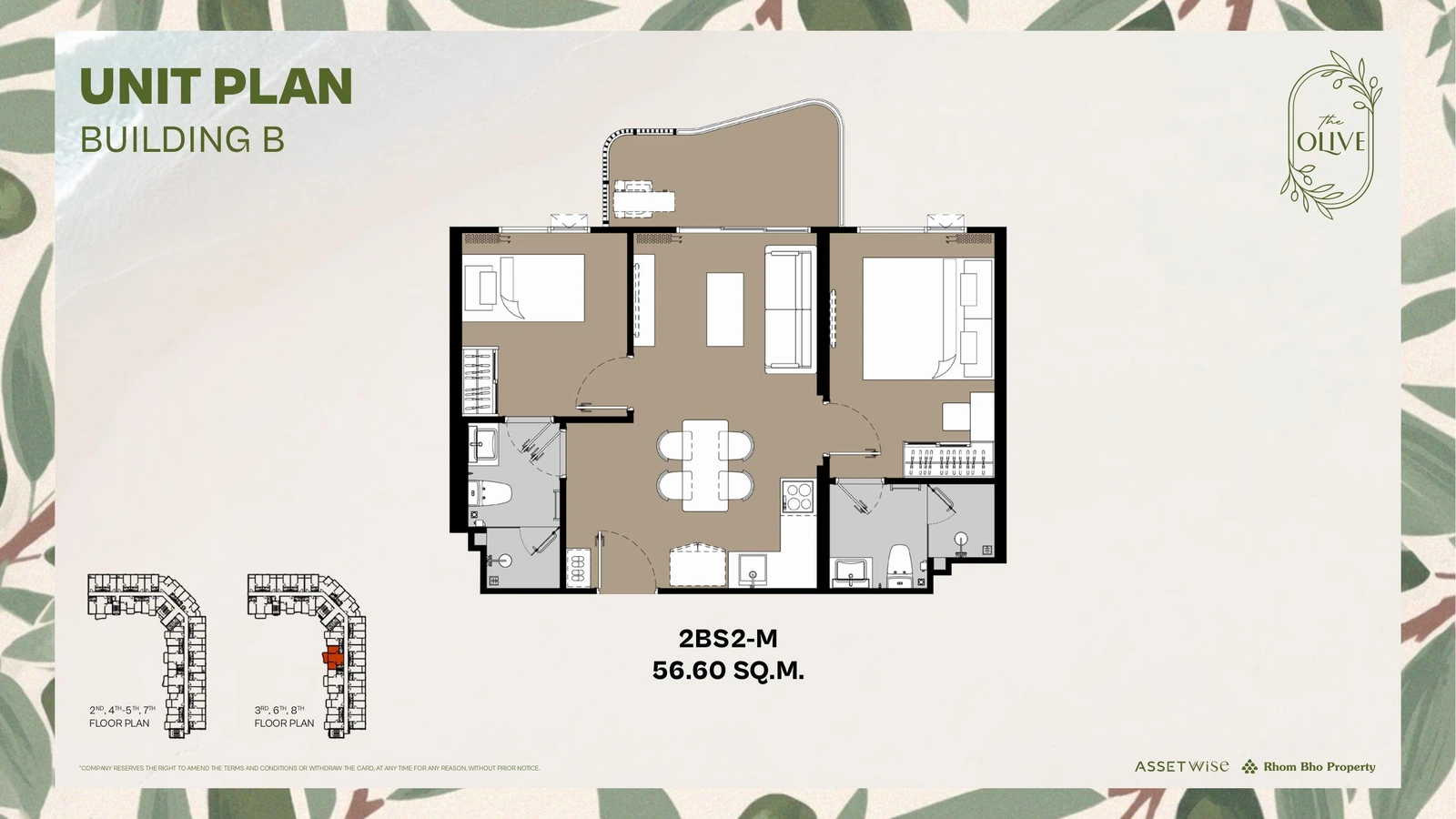 Layout of units B822 (2 Bedroom S) — The Title Olive