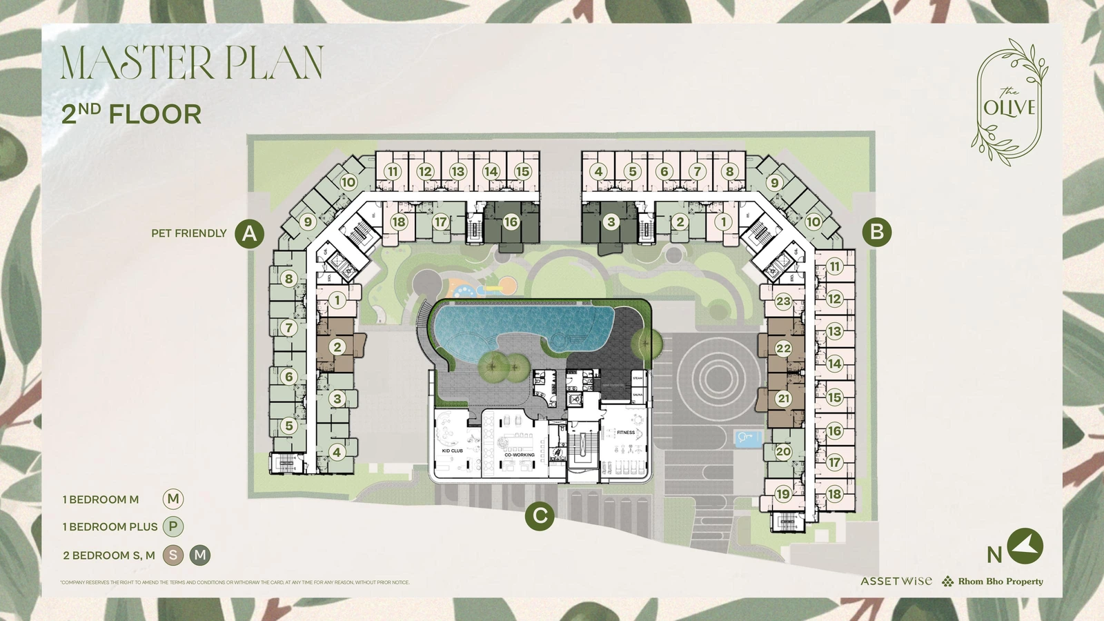 The Title Olive master plan — 2nd floor, buildings A and B