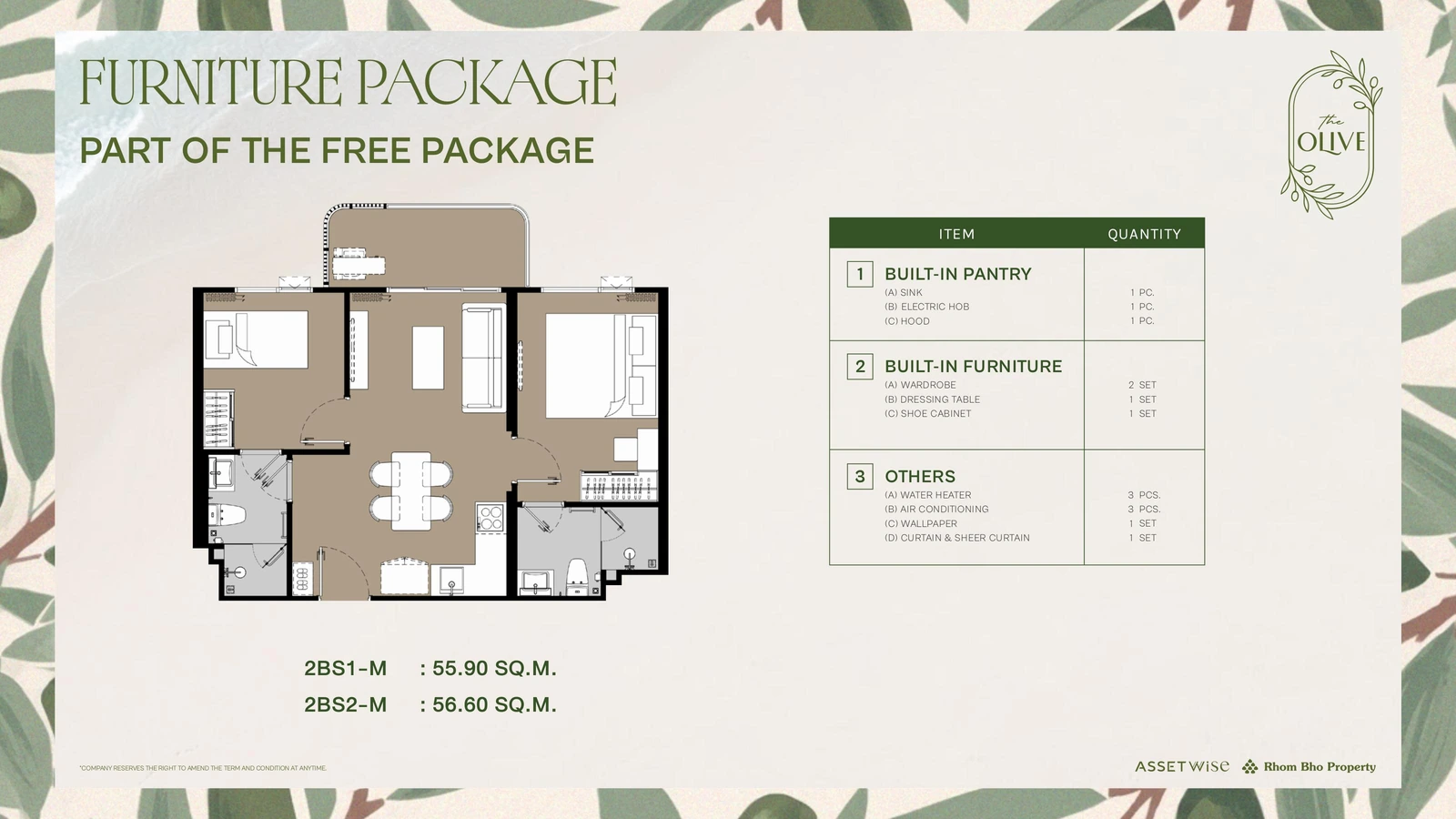 Included fit-out for type 2BS1-M (included in the price)
