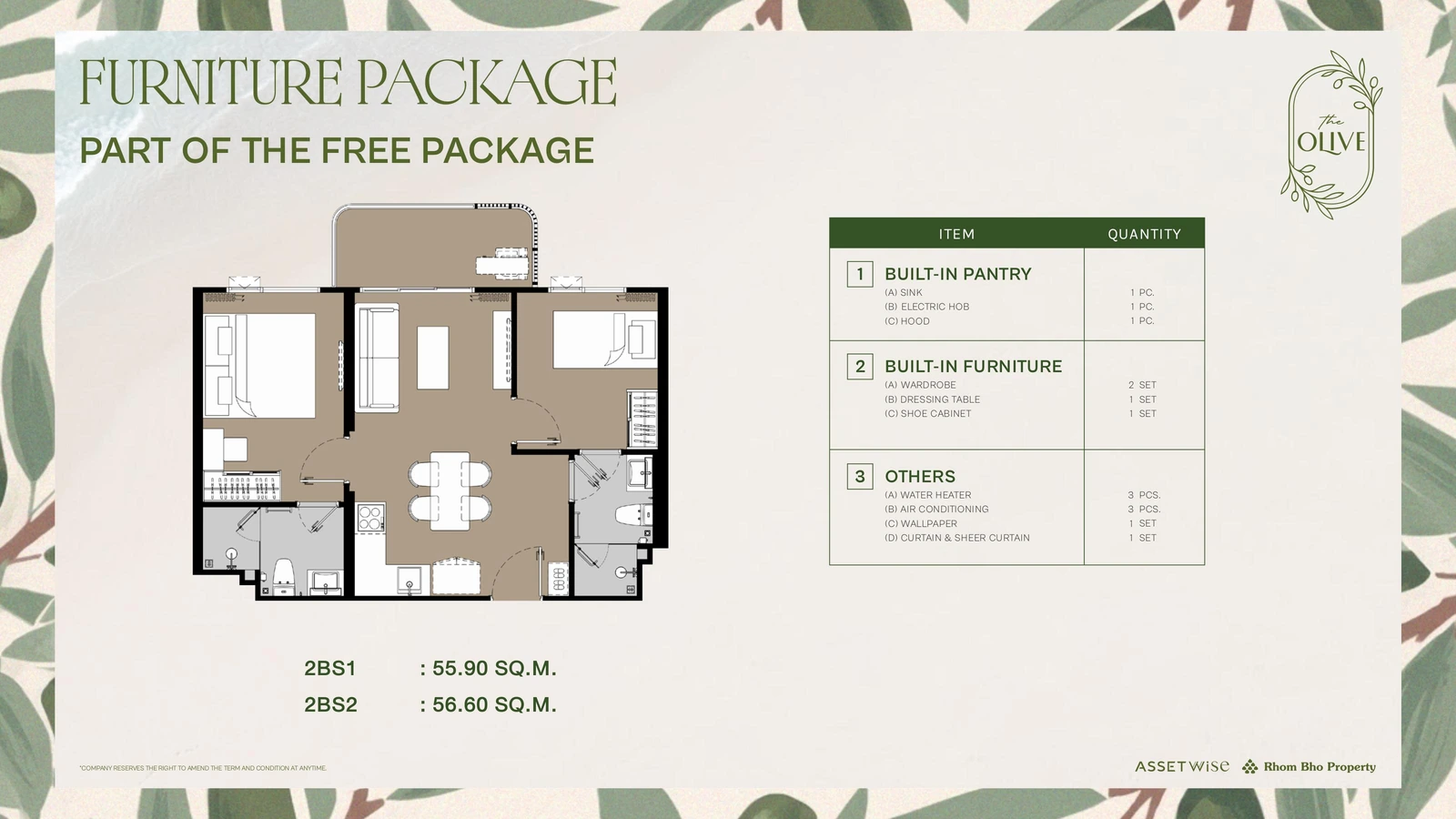 Included fit-out for type 2BS1 (included in the price)