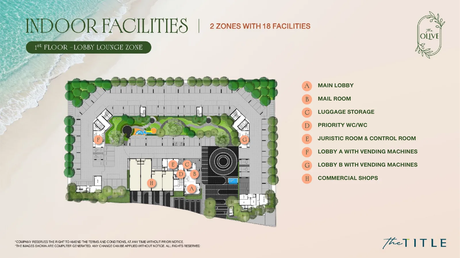 The Title Olive — indoor facilities: 1st-floor lobby zone (map)