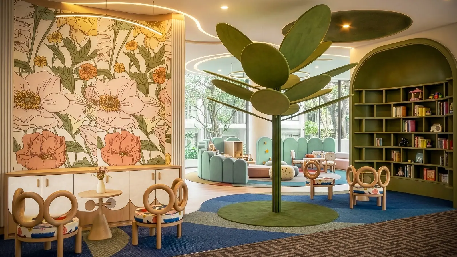 The Title Olive — library and kids' room