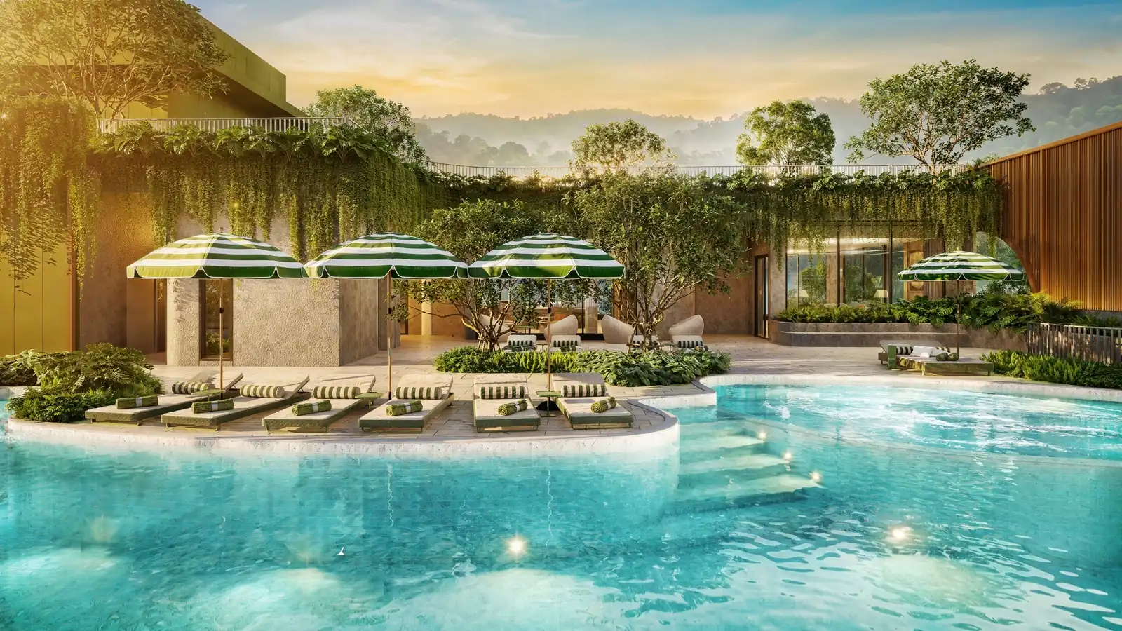 The Title Olive — pool with pavilion, mountain view