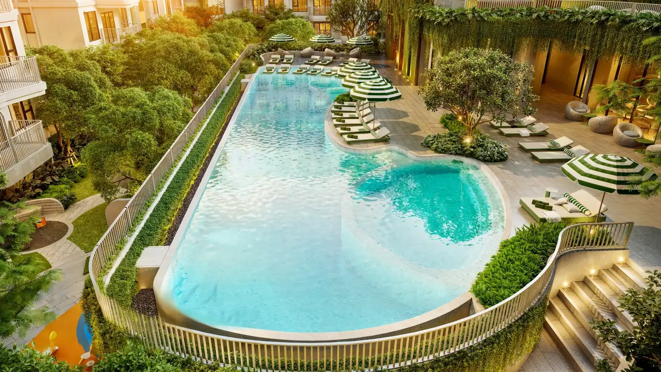The Title Olive — pool from above