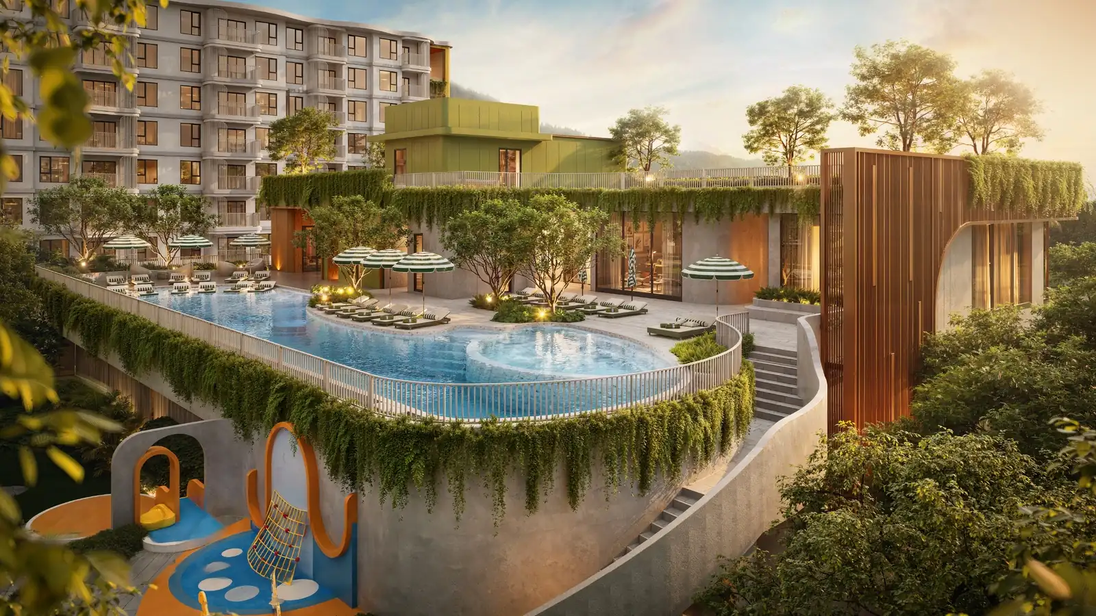 The Title Olive — rooftop pool by the building